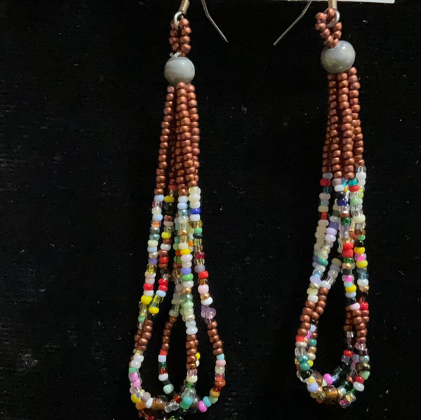 Brown Beaded Earring