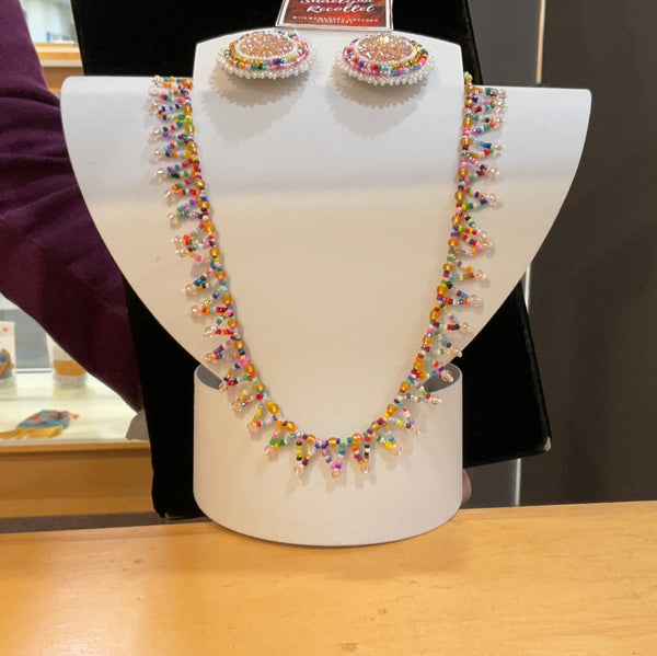 Beaded Necklace and Earrings