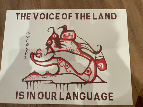 The voice of the land is in our language poster