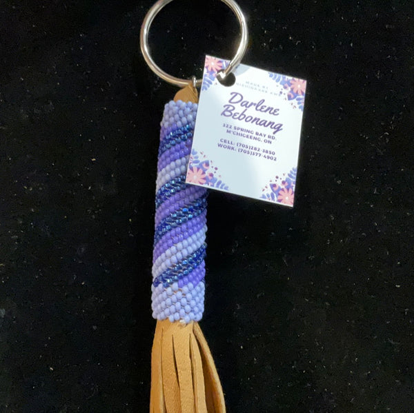 Purple Beaded Key Chain