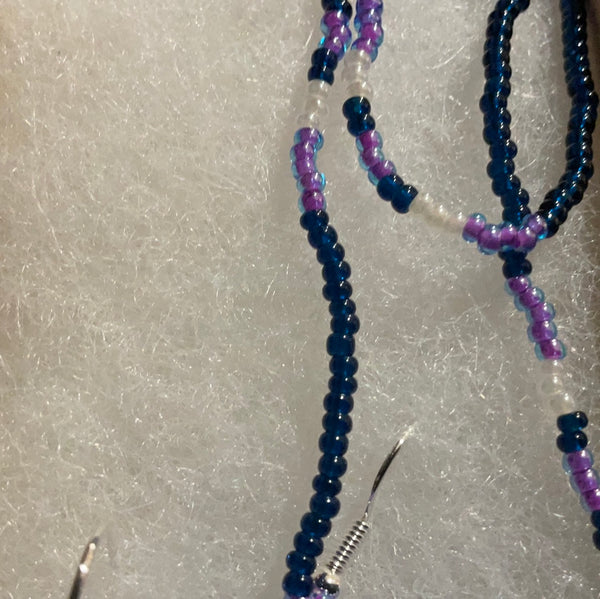 Purple blue Necklace and earring Set