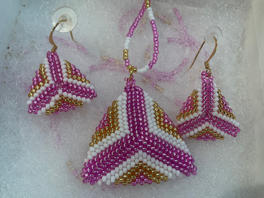 Triangle Earrings with Pendant