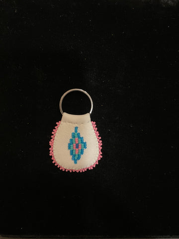 Beaded leather keychain various colours