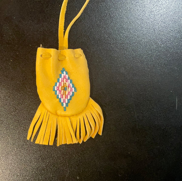 Beaded leather medicine pouch