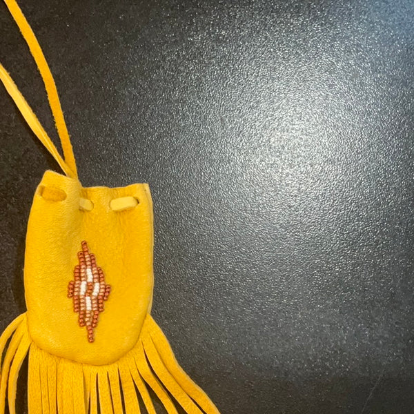 Beaded leather medicine pouch