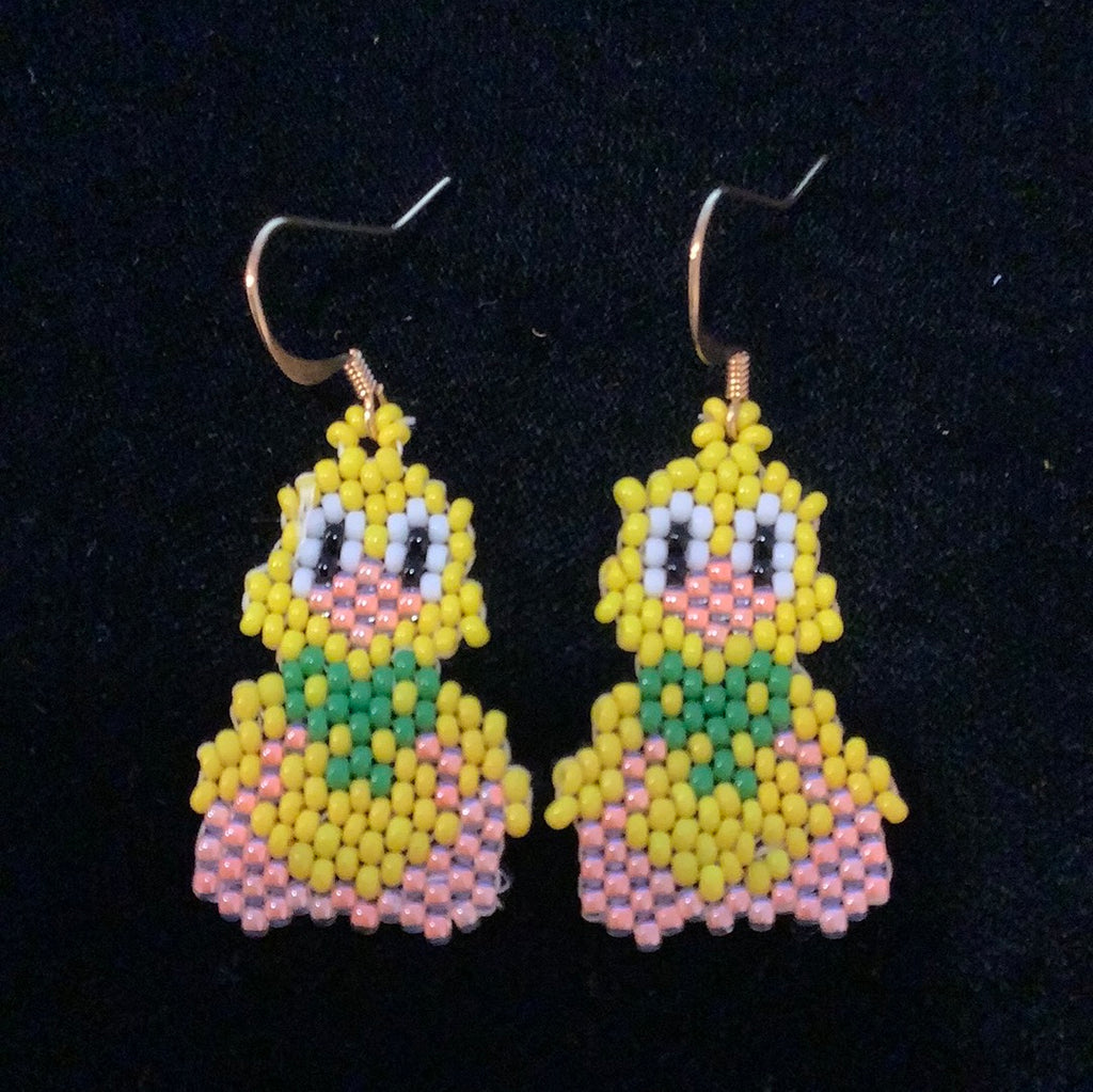 Yellow duck earrings