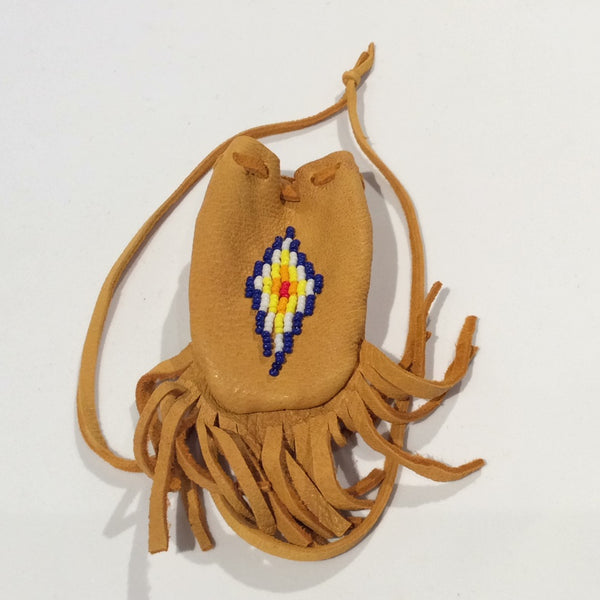 Beaded leather medicine pouch