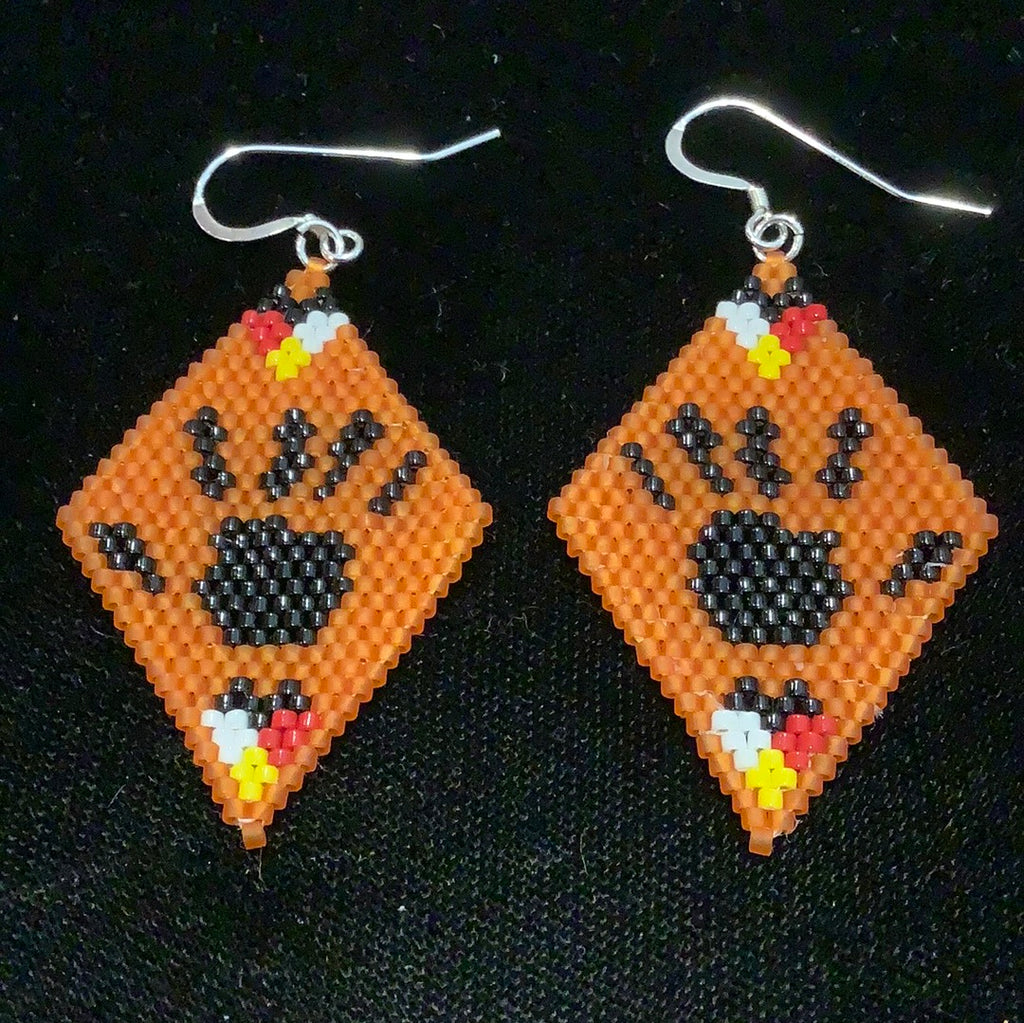 Orange handprint earrings