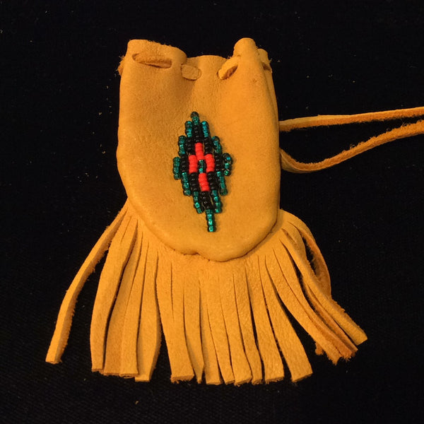 Beaded leather medicine pouch