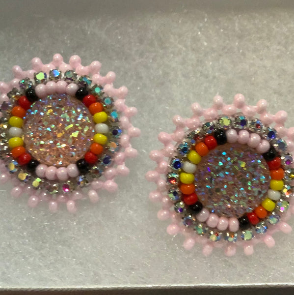 Small Pink Bead Earrings