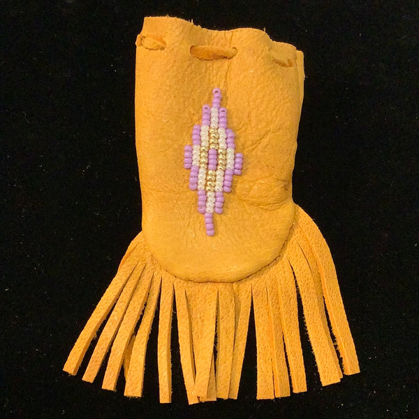 Beaded leather medicine pouch