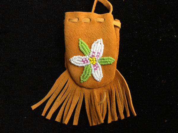 Beaded leather medicine pouch