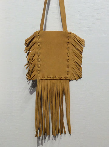 Leather pouch with fringe