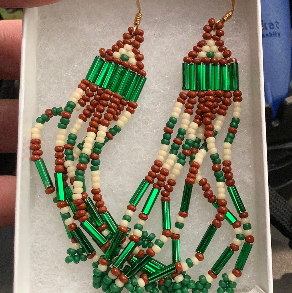 Green Brown Earrings