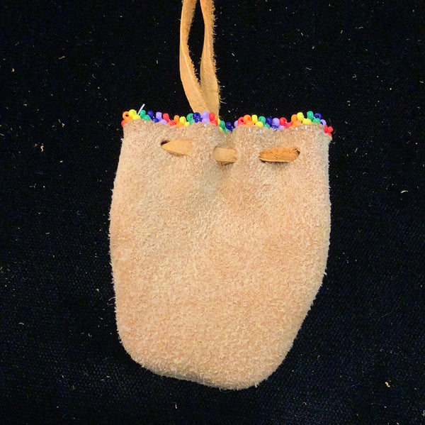 Beaded leather medicine pouch