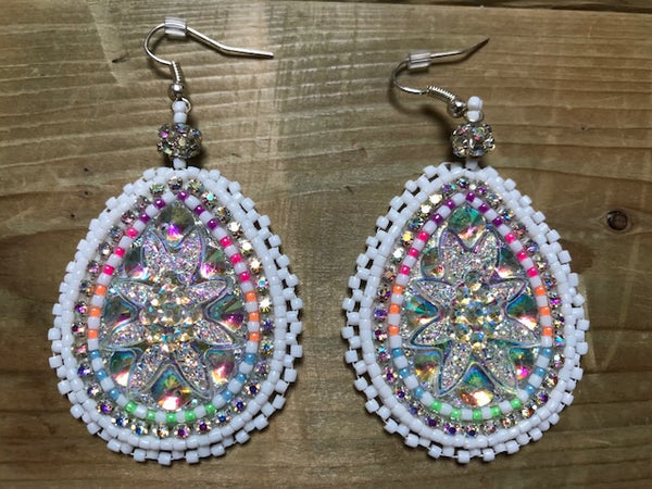 Large beaded oval earrings - by Rachel Panamick - created offsite