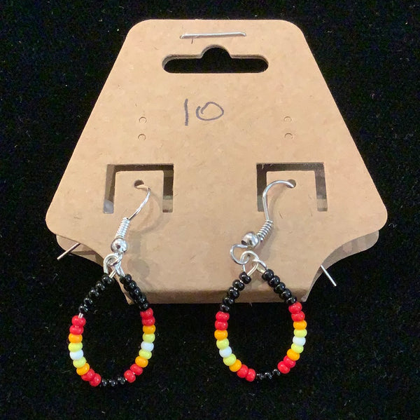 Small wire teardrop earrings w/ fire colours