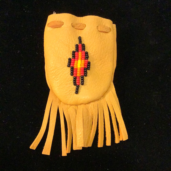 Beaded leather medicine pouch