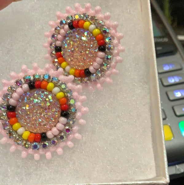 Small Pink Bead Earrings