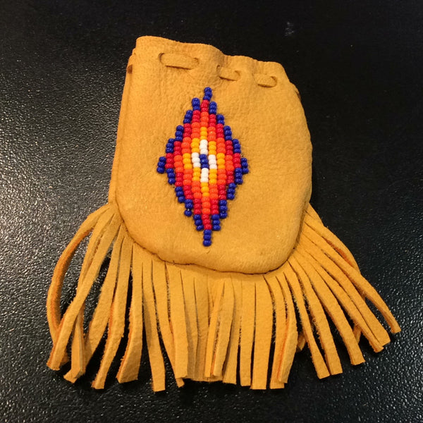 Beaded leather medicine pouch