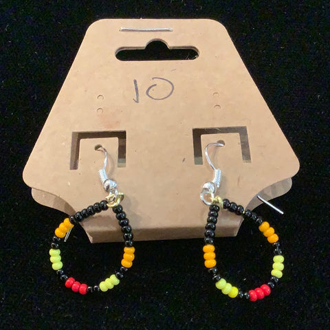 Small wire teardrop earrings w/ fire colours