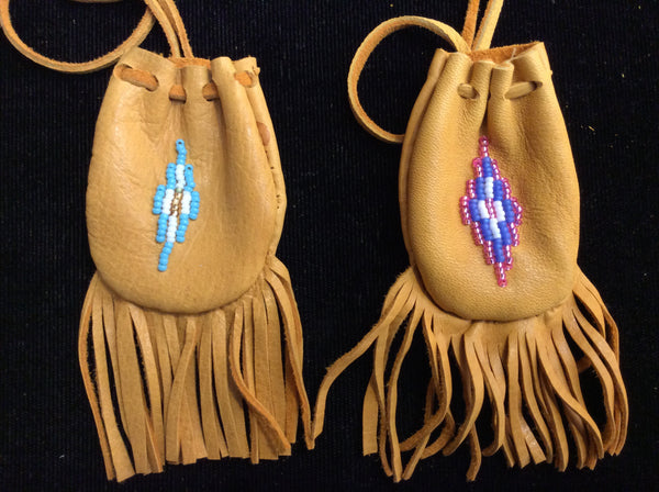 Beaded leather medicine pouch